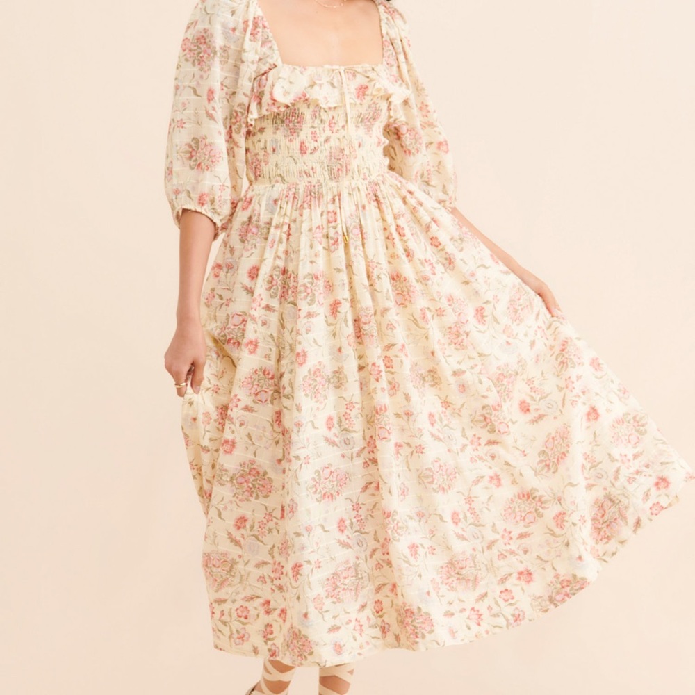 Free People Cream Puff Sleeve Midi Sundress